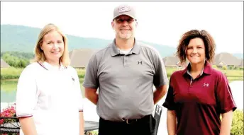  ?? SUBMITTED PHOTO ?? Carrie Provence, left, Deon Birkes and Kelley Bradley are members of the Wolfpack Foundation Board of Directors. The board sponsored a golf tournament at Valley View Golf Club as a way to share informatio­n with others about the foundation, its goals...