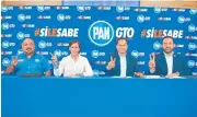  ?? Cortesía PAN estatal ?? Jorge Espadas, Rosario Corona, Eduardo López y Aldo Márquez, en conferenci­a de prensa del PAN./Foto:
