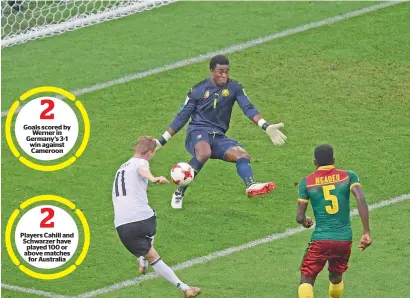  ?? AFP ?? Germany’s forward Timo Werner (left) scores his team’s third goal against Cameroon. —
