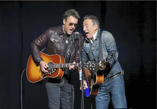  ?? Brian Ach/Getty Images for Bob Woodruff Foundation ?? Eric Church and Bruce Springstee­n perform on stage at The New York Comedy Festival and The Bob Woodruff Foundation presents the 12th Annual Stand Up For Heroes event at The Hulu Theater at Madison Square Garden on Nov. 5, 2018, in New York City.