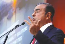  ??  ?? CARLOS GHOSN, chairman and CEO of the Renault-Nissan Alliance, gestures as he speaks during a news conference in Paris, France, Sept. 15.