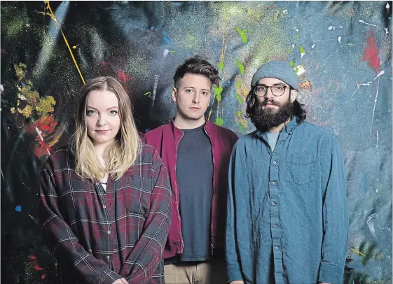  ?? ROHANN AGALAWATTE SONIC UNYON ?? Hamilton rock band Basement Revolver is Chrisy Hurn, left, Brandon Munro and Nimal Agalawatte. They play Supercrawl on Friday, Sept. 14.