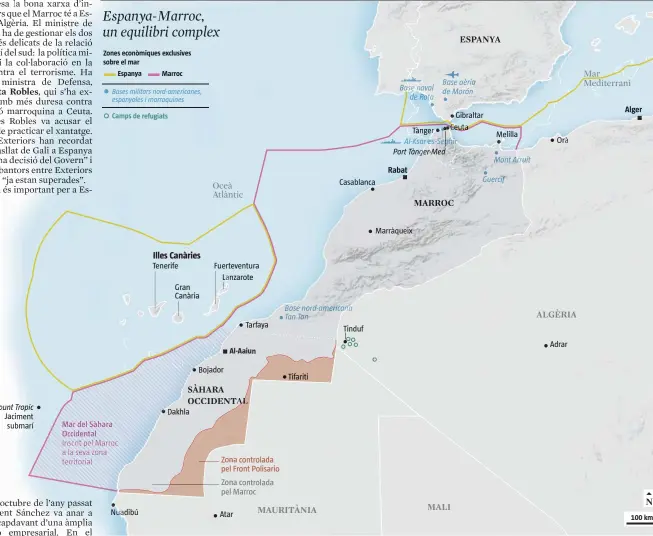  ??  ?? Bases milit rd-americanes, espanyoles i marroquine­s
Google Earth i elaboració pròpia
Al-Aaiu
LA VANGUARDIA