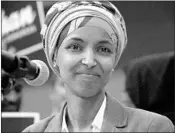  ?? EMILIE RICHARDSON/BLOOMBERG ?? Rep.-elect Ilhan Omar wears a headscarf that could fall afoul of the House ban on headwear on the chamber floor.