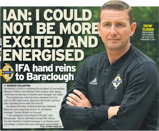  ??  ?? TRYIN’ ‘CLOUGH Baraclough has stepped up from U21 manager’s job