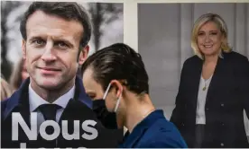  ?? Photograph: Chandan Khanna/AFP/Getty Images ?? France votes on Sunday in presidenti­al elections between president Emmanuel Macron and challenger Marine Le Pen.