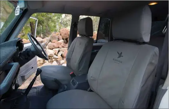  ??  ?? Black Duck seat covers provide superior protection for use in the mining industry.