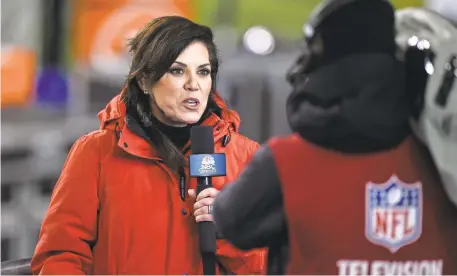  ?? DERIK HAMILTON/ AP ?? Michele Tafoya has worked the sidelines for NBC’s ‘Sunday Night Football’ since 2011. “You wanna feel that good about your preparatio­n that you can just go on the air and let it rip,” she says.