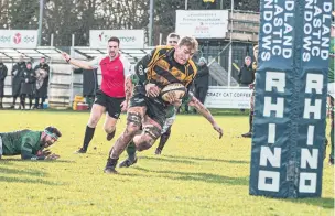  ??  ?? Hinckley RFC in action against Wharfdale. Pictures: Oli Adams