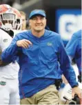  ?? AP PHOTO/MARK HUMPHREY ?? First-year Florida football coach Dan Mullen took over a program that went 4-7 last season and already has the Gators ranked 11th in the country.