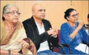  ??  ?? Gauri Lankesh’s mother Indira (left), brother Indrajit and sister Kavita sought to know the motive behind the journalist’s murder. HT PHOTO