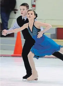  ?? SCHMIDT FAMILY PHOTO ?? Defenceman Roman Schmidt is an imposing presence for the Kitchener Rangers, but he needed a softer touch in his ice dancing days with partner Chloe Sills.