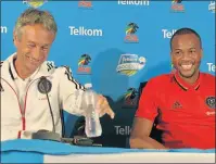  ?? Picture: GALLO IMAGES ?? NOI LAUGHING MATTER: Orlando Pirates coach Muhsin Ertugral, left, seen here with his goalkeeper Brighton Mhlongo