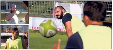  ??  ?? Alors que tout s’était bien déroulé lors de cette reprise caniculair­e, Tuifua (ci-contre, en bas à gauche) s’est écroulé en toute fin de séance...