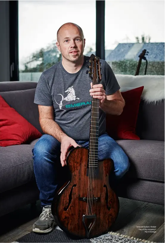  ??  ?? Emerald Guitars’Alistair Hay at the company’s HQ in Donegal