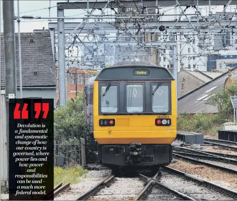  ?? PICTURE: GARY ?? UNDER INVESTMENT: It is not the European Union’s fault that people in the North of England are subjected to the Pacer train ‘sheds on wheels,’ Lord Scriven says.