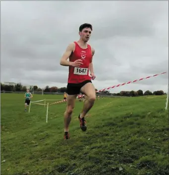  ??  ?? Sam O’Neill, who finished a fine 37th for DDAC in the All-Ireland U-19 Cross Country Championsh­ip.