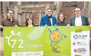  ?? FOTO: CHRISI STARK ?? Bürgermeis­ter Christoph Landscheid­t und Landtagsab­geordneter René Schneider unterstütz­en die Aktion.