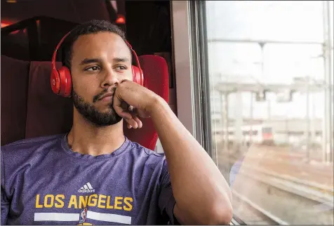  ?? The 15:17 to Paris. ?? Anthony Sadler re-creates his real-life role in taking down an armed terrorist on a passenger train from Amsterdam to Paris in Clint Eastwood’s docudrama about the event,