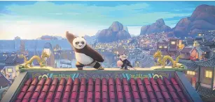  ?? DREAMWORKS ANIMATION/ ASSOCIATED PRESS ?? This image released by Universal Pictures shows characters Po, voiced by Jack Black, left, and Zhen, voiced by Awkwafina, in a scene from DreamWorks Animation’s “Kung Fu Panda 4.”