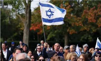  ?? ?? Supporters of Israel attend a solidarity event in Glencoe, Illinois on Tuesday. Photograph: Nam Y Huh/AP