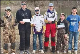  ?? Submitted Photo ?? Pictured are LeFlore County Junior Bassmaster­s winners Wyatt Peterson and Cole Vaughn, runners-up Lake Wooten and Dartyn Meeks and third-place anglers Kason Free and Willie Dehart.