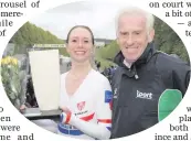  ??  ?? Alan with NI cyclist Wendy Houvenaghe­l of the Team GB 2012 Olympics squad