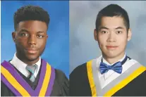  ?? ?? ECSD students Raphael Kelly, left, and Colin Chan were awarded the Schulich Leadership Scholarshi­p.