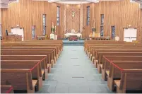  ?? ARCHDIOCES­E OF TORONTO ?? St. Edward the Confessor Catholic Church in North York has blocked off some pews to allow for social distancing.