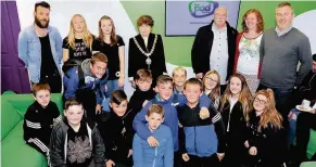  ??  ?? Wednesday’s official opening including Youth Team Manager, Andrew Williams, the Mayor of Holyhead, Cllr Ann Kennedy, Mon CF Director Jim Lee MBE, Fiona Mould and Ian Beason of the People’s Health Trust