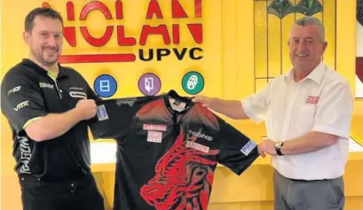  ?? Picture: Nolan UPVC ?? Carmarthen-based glazing company Nolan UPVC has become a premier sponsor for Welsh darts player Jonny Clayton, left, who is pictured with Nolan sales director Adrian Phillips.