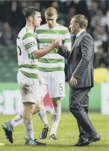  ??  ?? 0 Brendan Rodgers, right, insists Celtic’s belief won’t be punctured by Tuesday night’s heavy defeat.