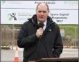  ??  ?? Minister Paul Kehoe speaking at the sod turning.