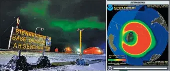  ?? GZA NOAA ?? Es muy raro que se vea una aurora en el Hemisferio sur, por fuera de la zona antártica. En esta oportunida­d la razón fue una tormenta solar muy intensa.