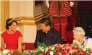  ??  ?? Kate bestows her dazzling smile on Xi Jinping Photograph: Dominic Lipinski/PA