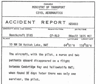  ??  ?? A copy of the official accident report from the January 1973 Department of Transport report into the crash.