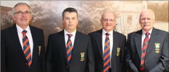  ??  ?? Enniscorth­y Captain Pat Webster, Vice-Captain Denis Dunne, President Jim Byrne, and Vice-President Declan Lyons who have taken up office for 2020.