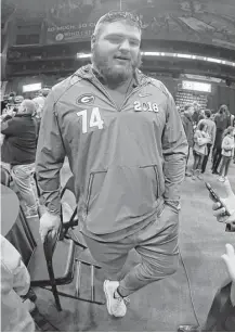  ?? John Bazemore / Associated Press ?? Georgia offensive lineman Ben Cleveland took some time to find his footing with the Bulldogs, but he has developed into a physical force ready to take on Alabama’s great defensive line.