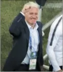  ?? THANASSIS STAVRAKIS — ASSOCIATED PRESS ?? France head coach Didier Deschamps celebrates after beating Belgium, 1-0, in the semifinals on Tuesday.