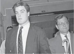  ??  ?? Robert Chambers, left, exits a New York court with his defense attorney Jack Litman on Oct. 21, 1987.