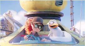  ?? WARNER BROS. ?? Characters Tulip, left, voiced by Katie Crown, and Junior, voiced by Andy Samberg, in a scene from Storks.