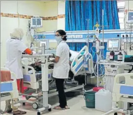  ??  ?? Nurses wear masks and gloves to avoid spreading infection at the intensive care unit (ICU) of the Government Medical College in Ernakulam, Kerala. COURTESY MANSI THAPLIYAL