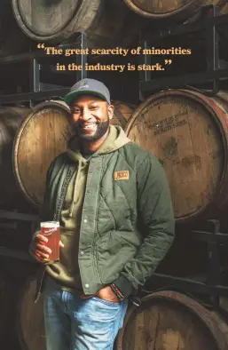  ??  ?? Jamal Robinson, director of sales at New England Brewing Co., wants more people of color to join him in Connecticu­t's craft beer world.