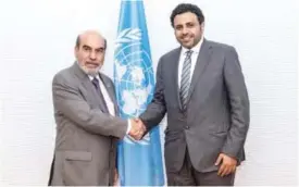  ??  ?? Minister of Awqaf and Islamic Affairs and Minister of State for Municipal Affairs Mohammad Al-Jabri meets swith Director General of FAO Jose Graziano da Silva.