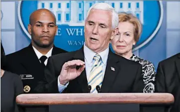  ?? ALEX BRANDON/AP ?? Vice President Mike Pence speaks during a briefing on coronaviru­s at the White House on Saturday.