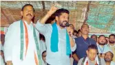  ?? ?? TPCC president A. Revanth Reddy addresses a meeting at Parigi in Vikarabad district on Friday during the launch of digital membership cards.