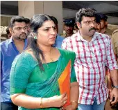  ?? — PTI ?? Solar scam accused Saritha S. Nair arrives to appear at Solar commission office in Kochi on Friday