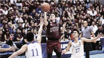  ?? / THE UAAP ?? TIMING. Former UV and UP star Jun Manzo, center, says he long wanted to join the Philippine Basketball Associatio­n (PBA) Draft but he had to play other games to gain eligibilit­y. But now he has officially applied for the 2021 PBA Rookie Draft hoping this could be his season.