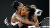  ?? GETTY IMAGES ?? Serena Williams, right, hugs sister Venus last night.