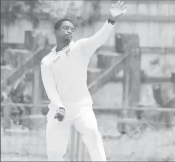  ??  ?? Guyana Jaguars first-class skipper Leon Johnson turned his arm over and grabbed a five for against MSC (Royston Alkins photo)